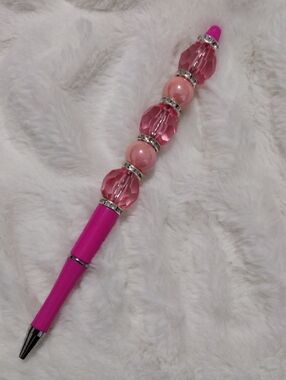 Pink Beaded Crystal Pen Tall